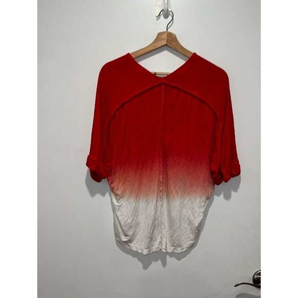Young Fabulous & Broke Red & White Gradient Loose Fit tunic Women's Shirt Size S - Picture 2 of 7